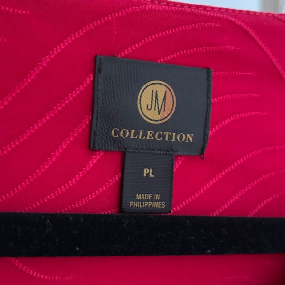 🆕🌹JM Collection Red Jacquard Knit Sparkle Top Glam Blouse Size XL Petite Large - Picture 12 of 16